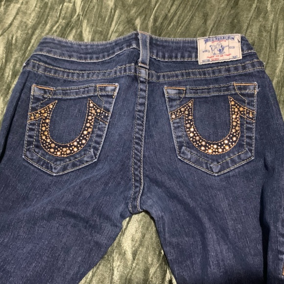 True Religion Skinny Jeans with Golden Studs - Picture 1 of 3